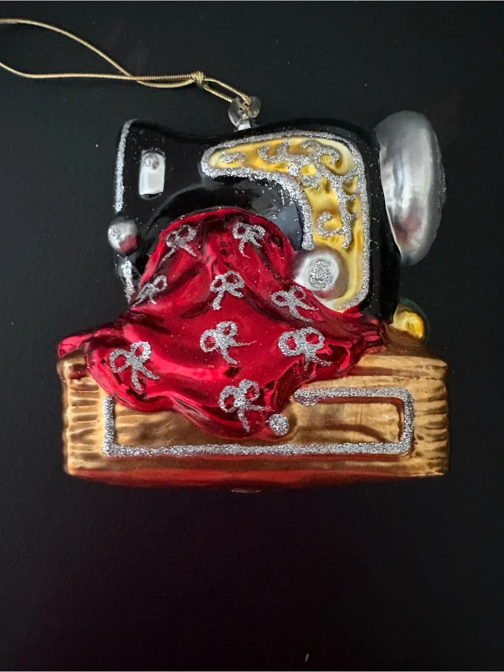 Vintage Blown Glass Antique Sewing Machine Ornament Seamstress Quilter Gift
